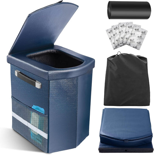 2025 Upgraded 16.5'' XL Portable Toilet for Adults,Tall Camping Toilet with Lid and Convenient Carry Bag, Portable Potty for Camping, Hiking, Car Travel,Truck, RV, Boating, Road Trips, Beach (Blue)
