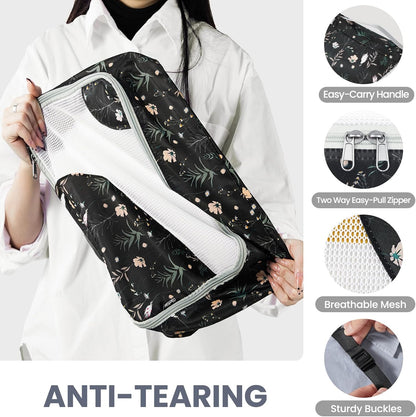 ALL INCLUDED 10 Set Durable Packing Cubes for Suitcases,OlarHike Essentials for Travel,UPGRADED Anti-Tear Stitching, NEW Improved Luggage Packing Organizers for Travel Accessories, Black Flower