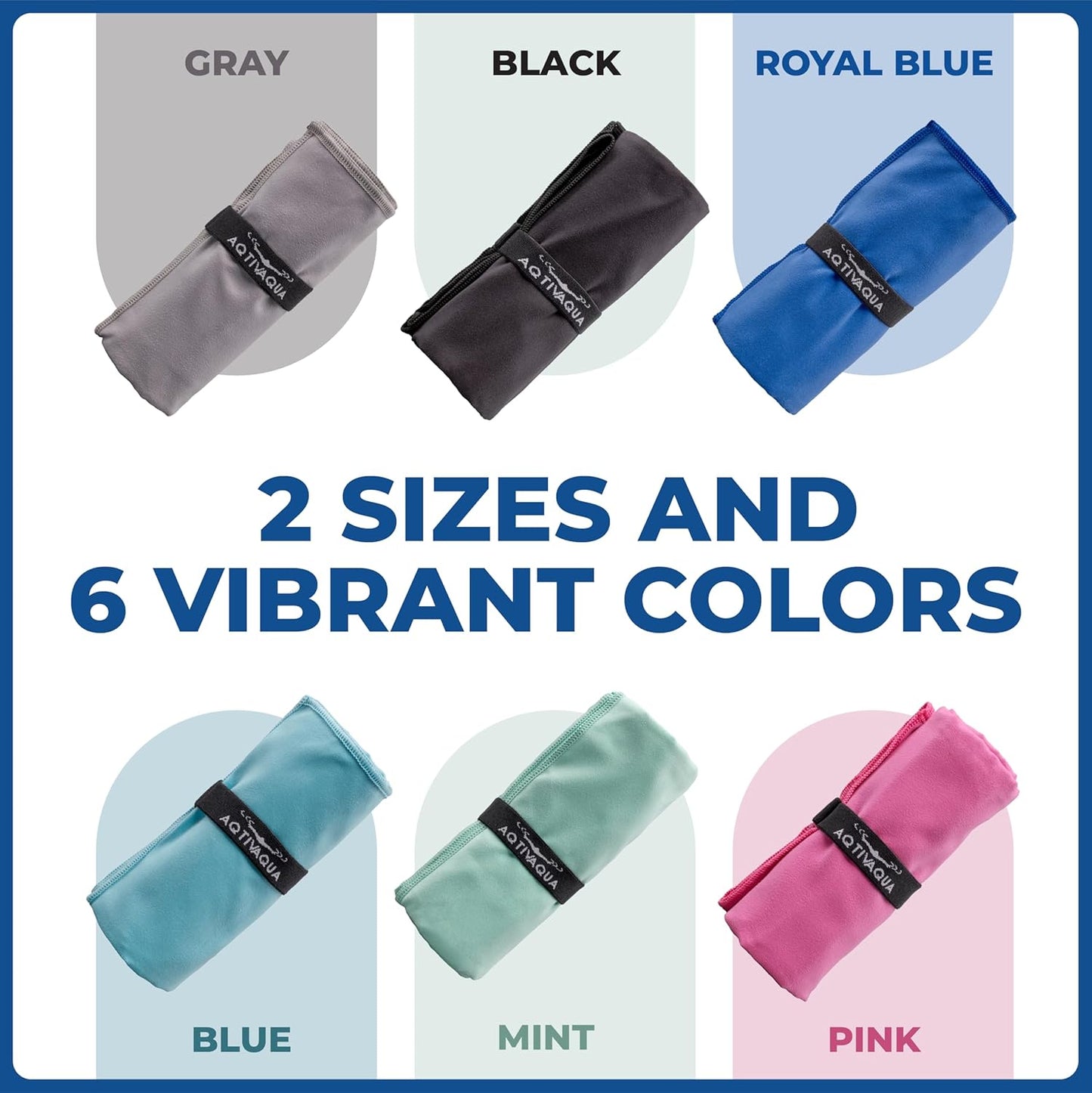 AqtivAqua Quick Dry Towel - Lightweight Microfiber Travel Towel w/Bag - Fast Drying Towel Set for Camping, Beach, Pool, Gym, Backpacking, Sports, Yoga & Swim Use, Hiking (Royal Blue, M:24"x40")