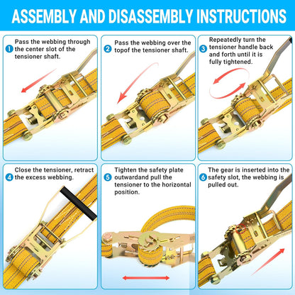 2Pack Ratchet Straps Heavy Duty, 2” 32Ft Tie Down Straps Ratchet, Tie Down Ratcheting with Double J Hook, 4000 LB Break Strength Cargo Strap Ratcheting for Moving, Trailers, Motorcycles and Car Roof