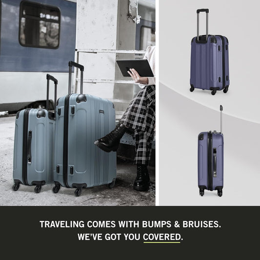 Kenneth Cole REACTION Out of Bounds Lightweight Hardshell 4-Wheel Spinner Luggage, Smokey Purple, 3-Piece Set (20", 24", & 28")