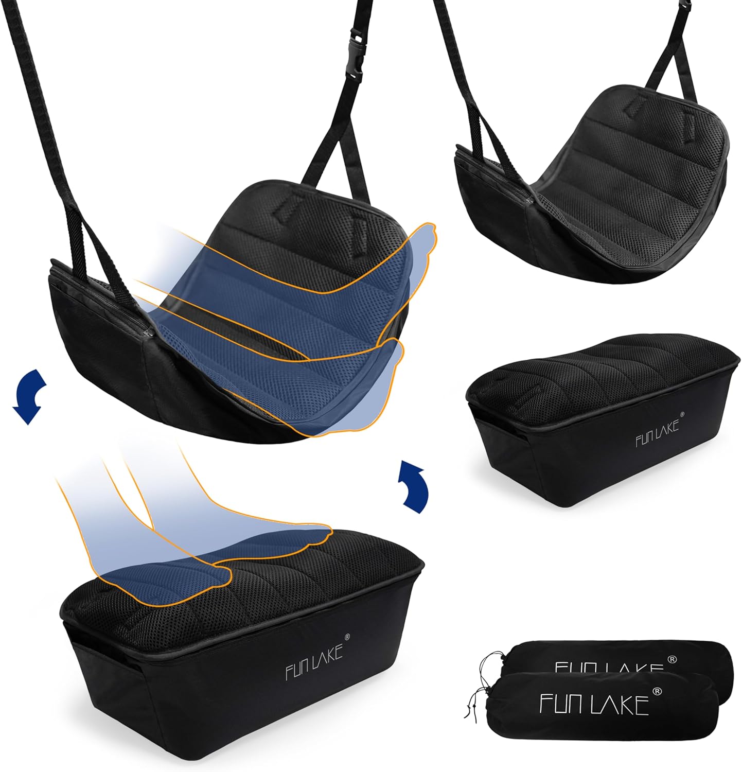 2-in-1 Airplane Footrest Pillow - Inflatable Travel Foot Hammock & Cushioned Foot Pad for Ultimate Comfort on Flights, Travel Accessories, Portable Foot Rest for Flights