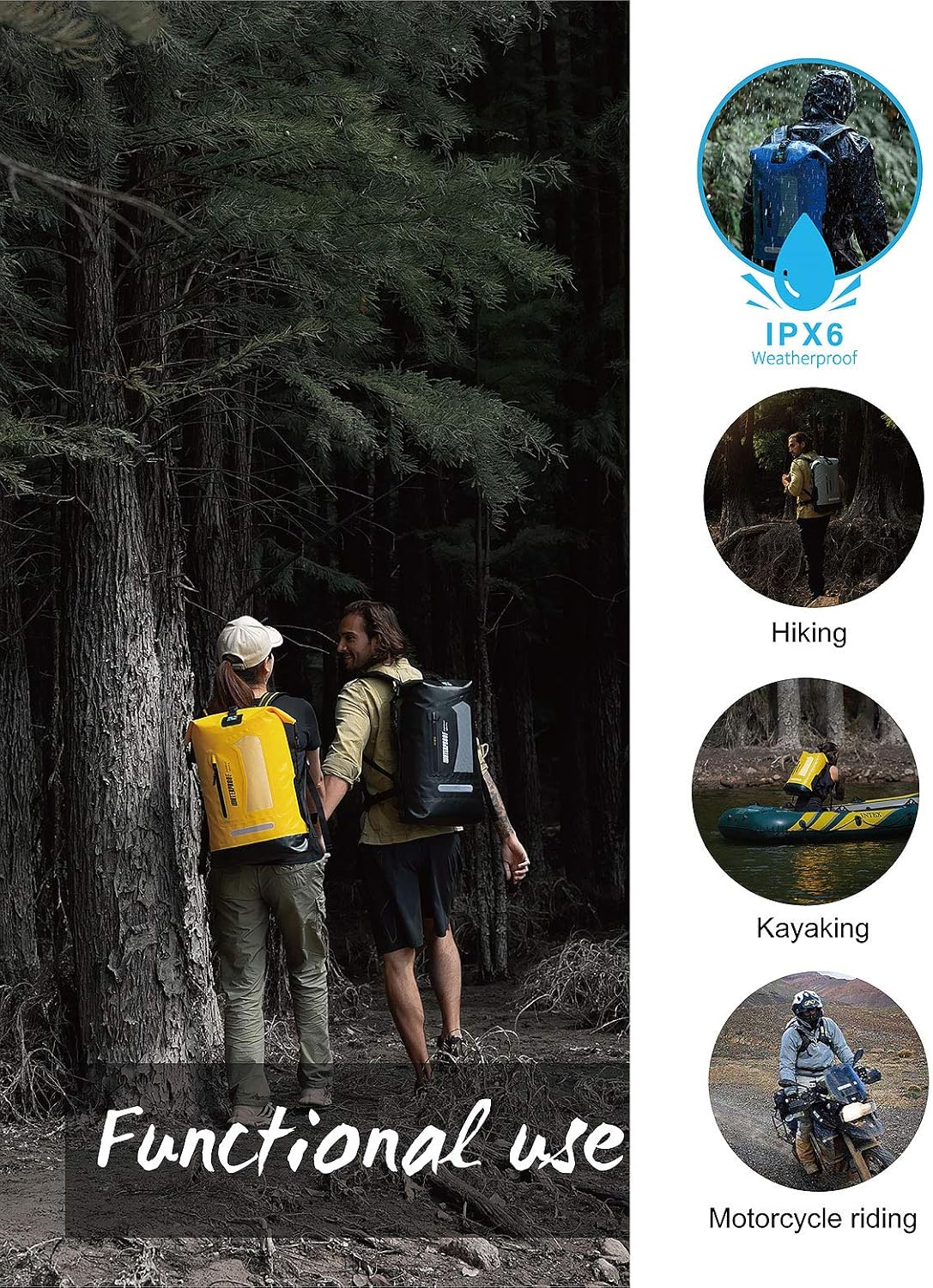 IDRYBAG Waterproof Backpack for Men 20L/30L/40L, Floating Dry Bag Kayak, Dry Backpack Hiking