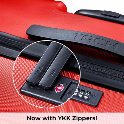 Tach V3.1 Hard Shell 2 Piece Luggage Set - 20 & 28 inch Luggage | Carry On & Large Checked Suitcases | Patented Built-In Connecting System | Rolling Suitcase Links 9 Bags (Wine Red)