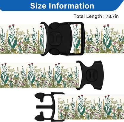 Luggage Straps for Suitcases, Travel Adjustable Belt with Quick Release Buckle, Heavy Duty Nylon Bag Packing Strap, Unique Bright Identifiers Business Travel Accessories (2 Pack) - White Flowers