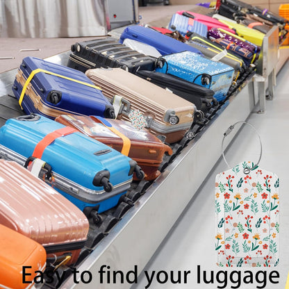 Floral Pattern Luggage Tag Personalized Luggage Tags for Suitcases,Leather Bag Tags for Backpacks Handbag with Name ID Label Travel Essentials Baggage Tags 2 Pack