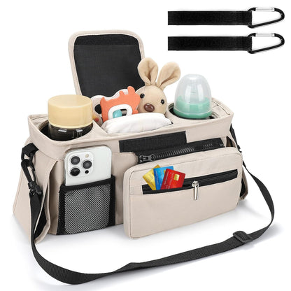 Accmor Universal Stroller Organizer with Insulated Cup Holder Detachable Phone Bag and Shoulder Strap,Stroller Bag Caddy Organizer Fits for Uppababy, Baby Jogger, Britax Strollers