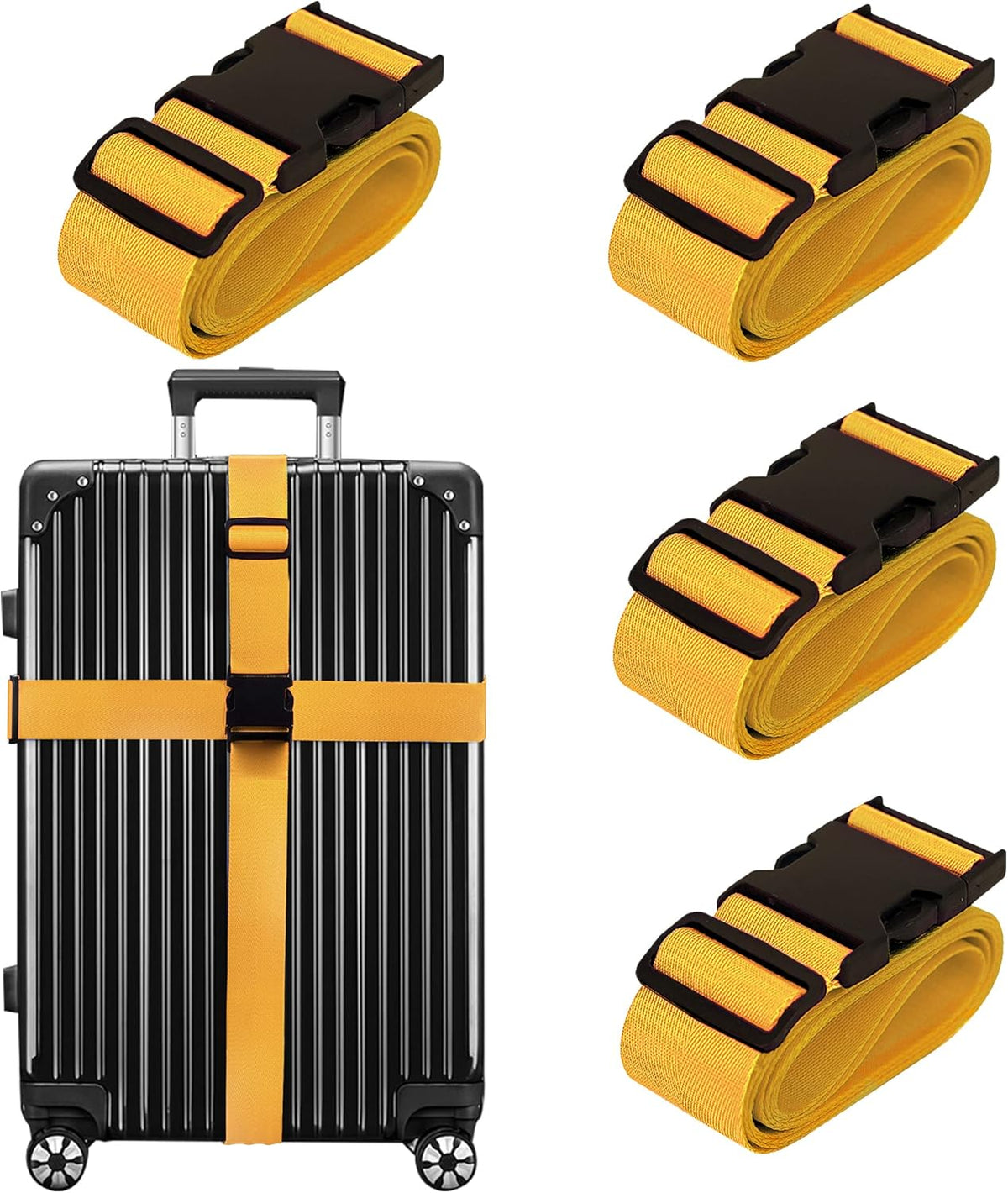 Luggage Straps for Suitcases TSA Approved Travel Belt 8 Pack by Chelmon (Yellow)