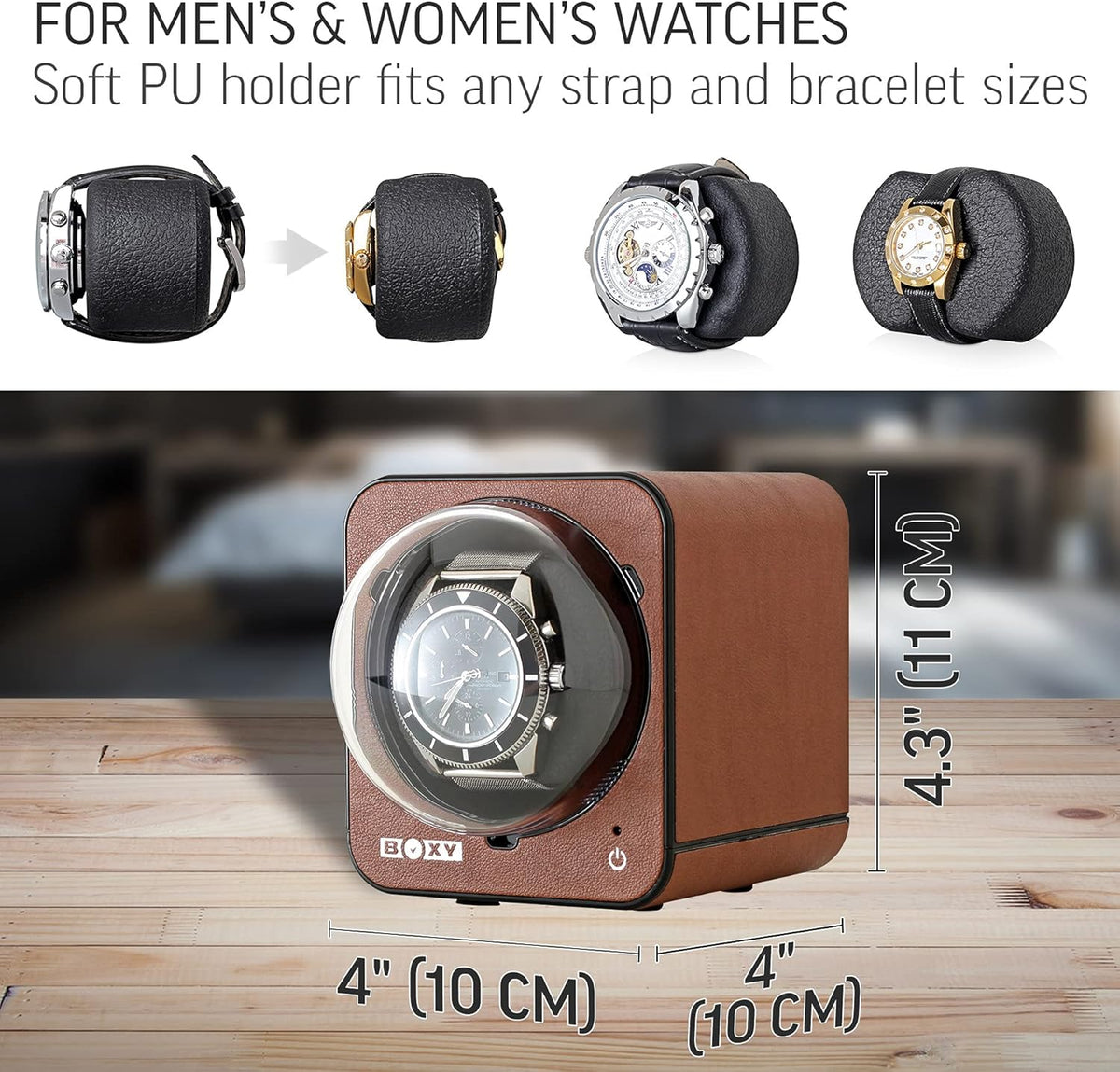 Watch Winder for Automatic Watch with Vertical Rotor Stop (with AC Adapter)