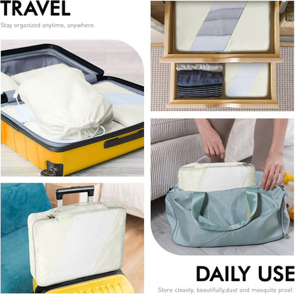 WVM Packing Cubes for Travel, 8 Set Luggage Organizer Bags with Shoe Bag, Toiletry Bag & Laundry Bag, Travel Accessories Essentials Packing Organizer, Beige