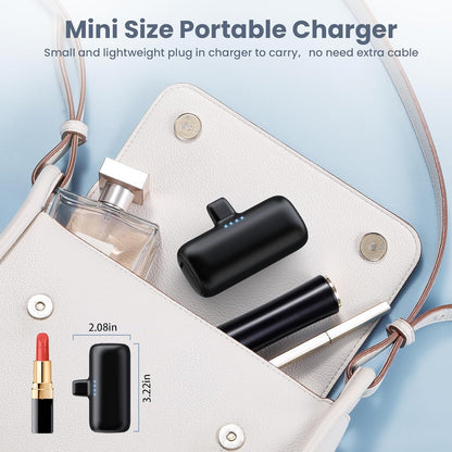 [2-Pack] Mini Portable Charger 5200mAh Power Bank, 3A PD USB C Cell Phone Portable Power, LCD Display Battery Pack Compatible with iPhone 15/15 plus/15 pro/15 pro Max/Android Phone/Samsung etc