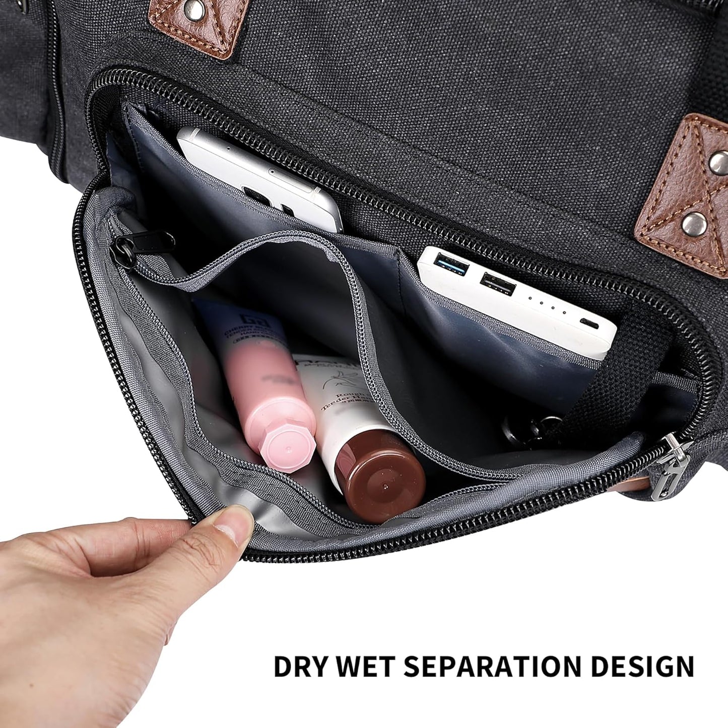 WITZMAN Mens Duffle Bags for Traveling Canvas Weekender Travel Bag Expandable Overnight Bag Carry on Bag(A8007 Black)