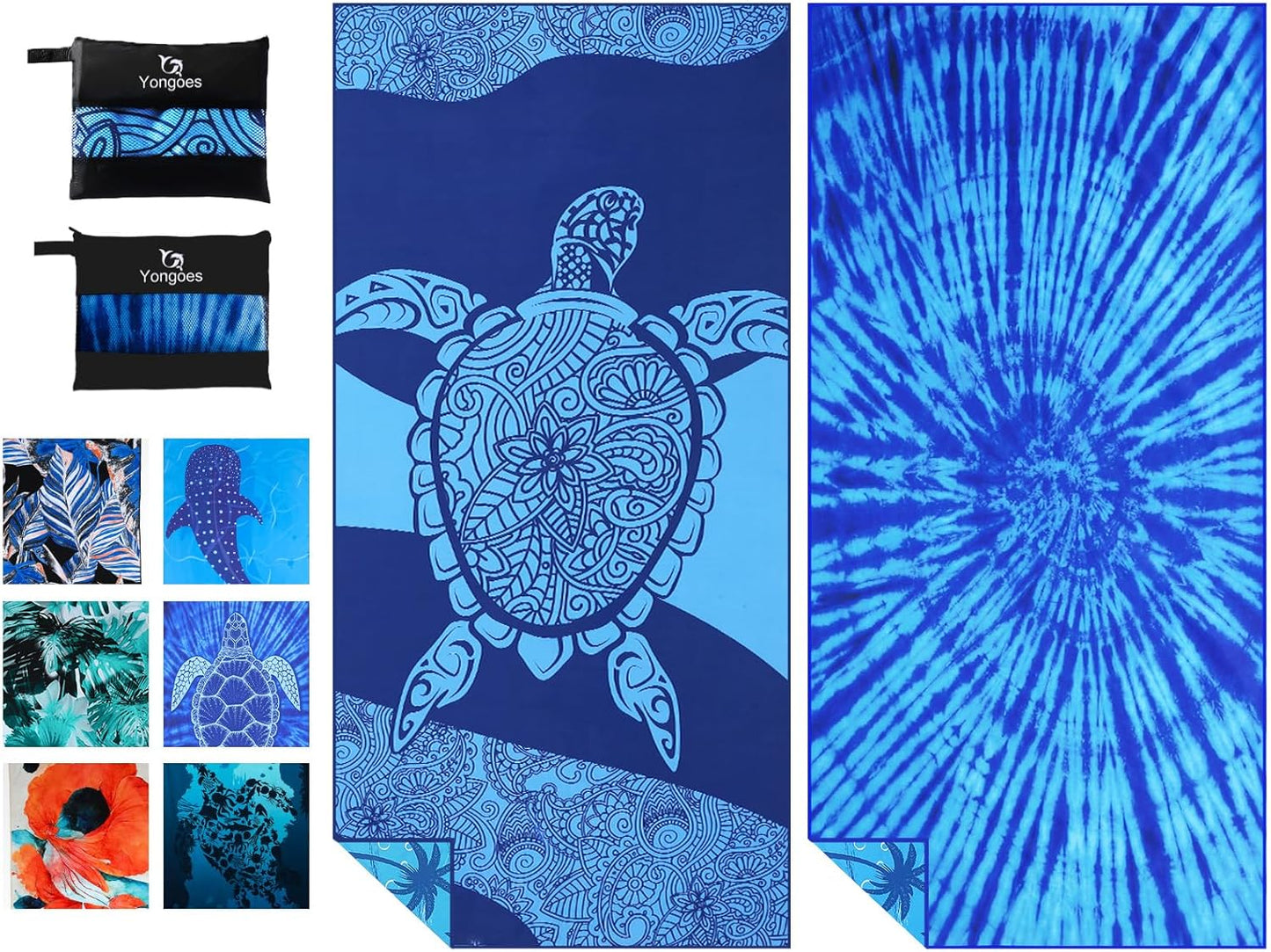 2 Pack Microfiber Lightweight Thin Beach Towel Sand Free Quick Dry Super Absorbent Large Towels for Swimming Pool Yoga Gym Travel Vacation Beach Accessories Essentials for Adults