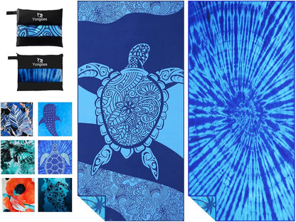 2 Pack Microfiber Lightweight Thin Beach Towel Sand Free Quick Dry Super Absorbent Large Towels for Swimming Pool Yoga Gym Travel Vacation Beach Accessories Essentials for Adults