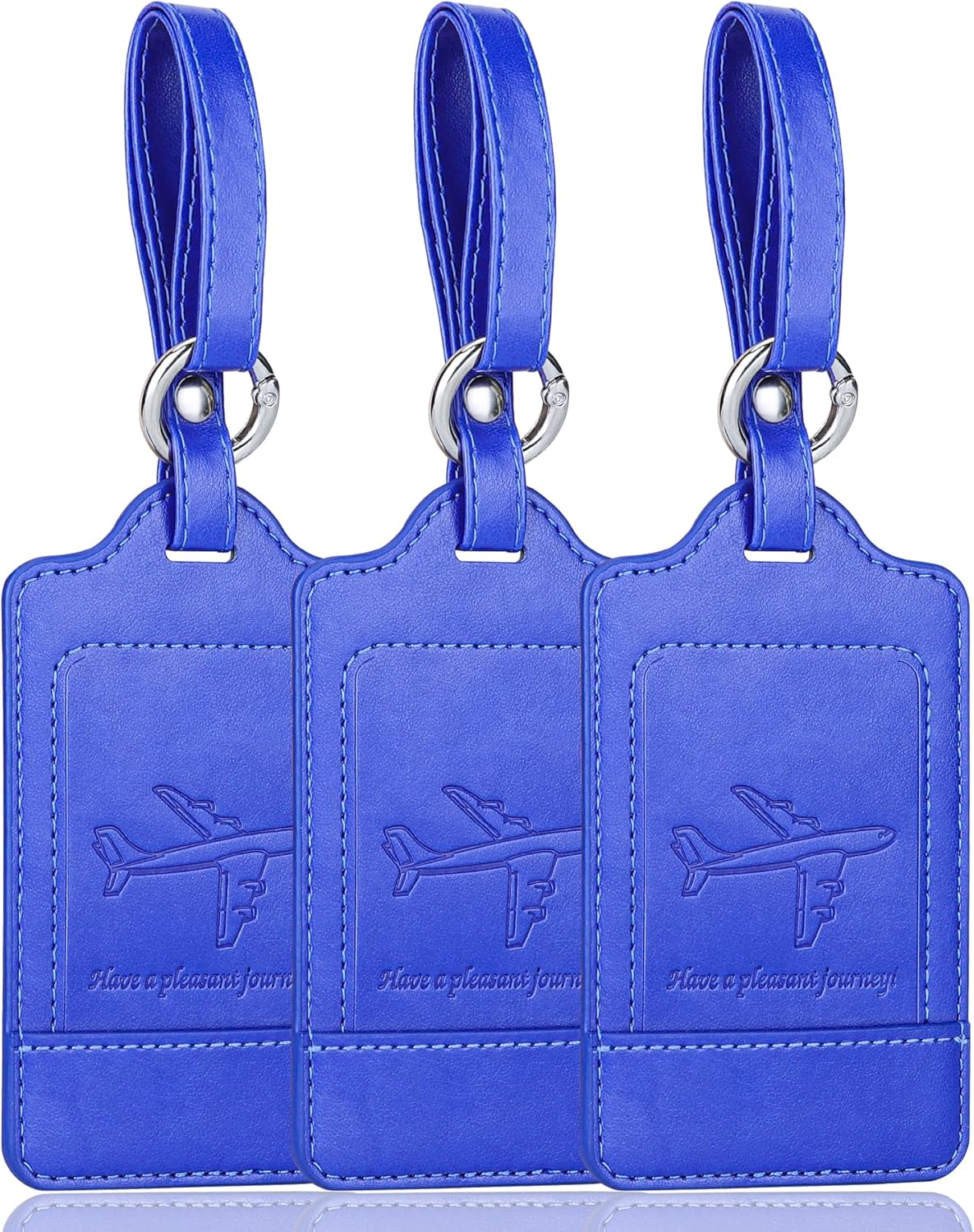 Teskyer Luggage Tags, 3 Pack Premium PU Leather Luggage Tags Privacy Protection Travel Bag Labels Suitcase Tags