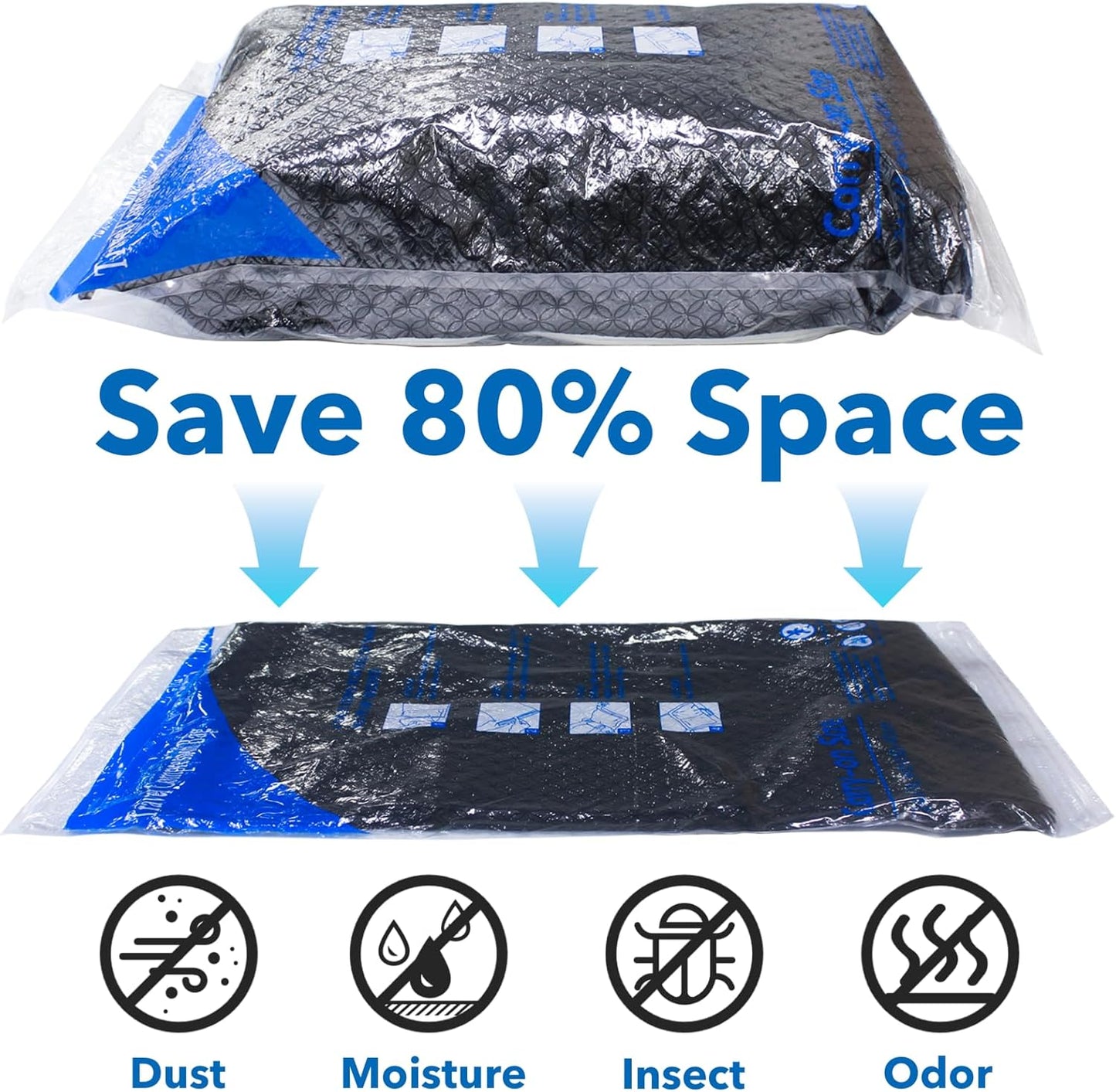 12 Pack Compression Bags for Travel | Vacuum Seal Storage Bags for Luggage & Dirty Clothes | Travel Packing Space Saver Bags for Suitcases & Home Organization | MEIQIHOME