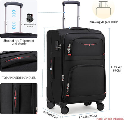 Softside Expandable Luggage with 4 Spinner Wheels, Durable Carry-On Luggage Suicase (Coffee, 21-Inch)