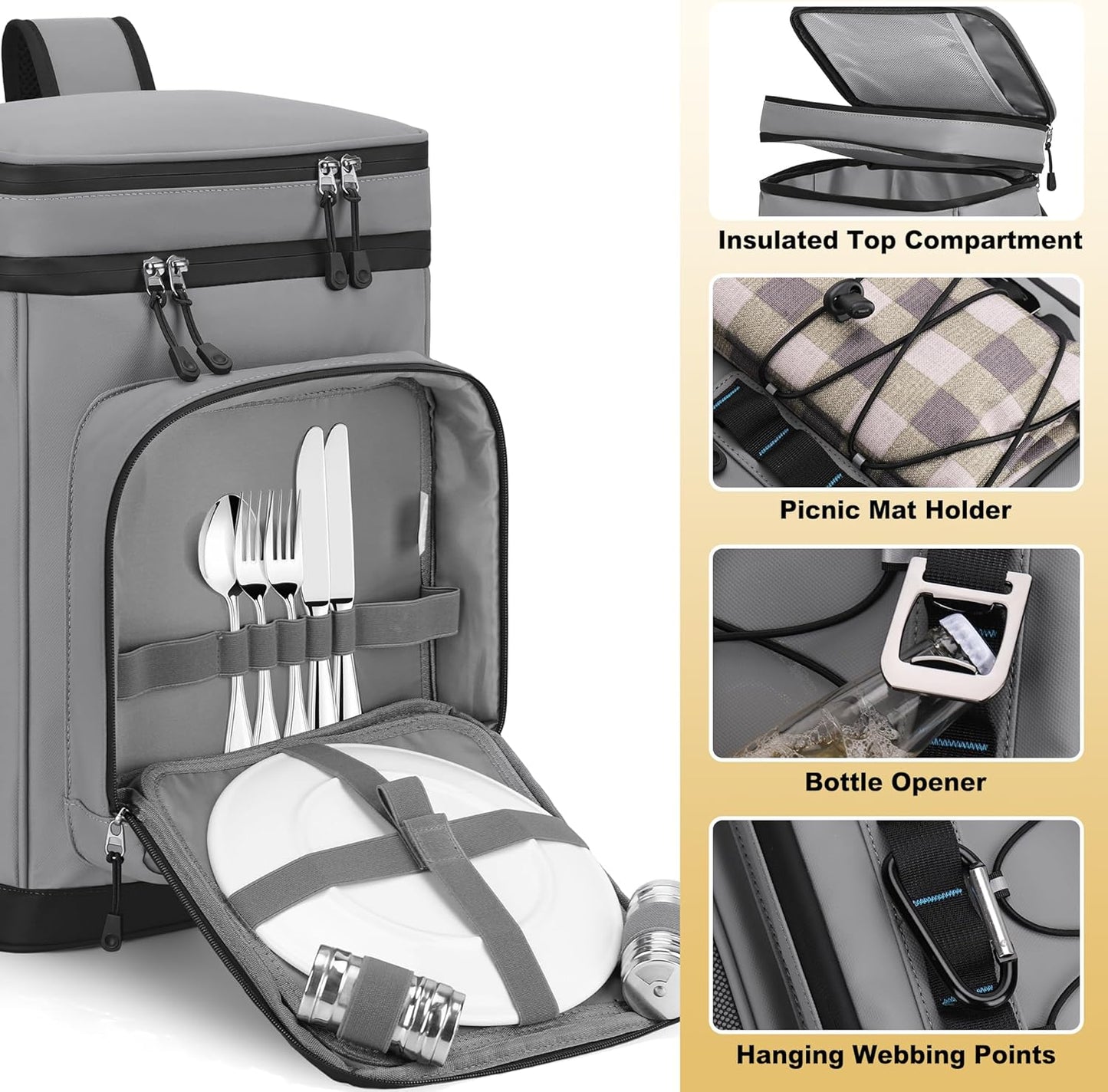 42Cans Cooler Backpack Insulated Leak Proof for Men & Women, Large Waterproof Backpack Cooler for Beach, Picnic, Outdoor, Leakproof, Multi-Functional