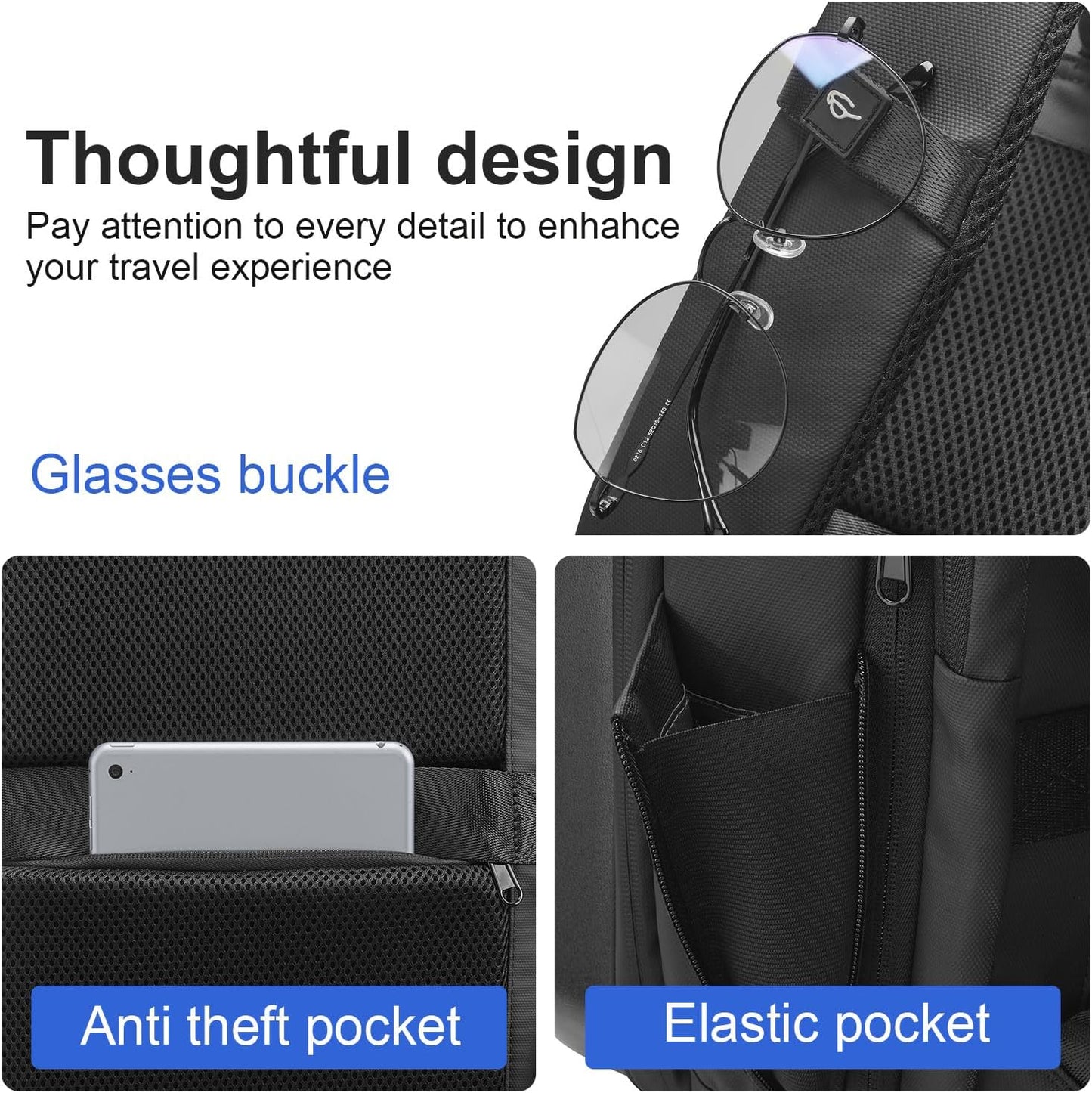 SOKOK Carry On Travel Backpack Waterproof Business Backpack with Laptop Compartment, Hardshell Computer Backpack for Men and Women, White