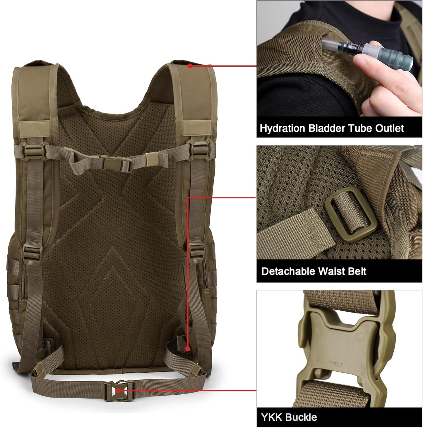 Mardingtop 25L Tactical Backpacks Molle Hiking daypacks for Camping Hiking Military Traveling Motorcycle