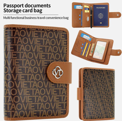 Passport Holder Wallet Bag with AirTag Holder, Card Slots Passport Solt Ticket Cash Solt, Photo Solt Sim Card Pen Slot.Brown