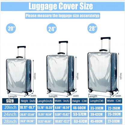3 PCS Luggage Covers for Suitcase TSA Approved,20/24/28 Inch Transparent Luggage Protector 1.5mm Thickness Suitcase Protector Cover TAS Approved Suitable for Long Travel Accessories