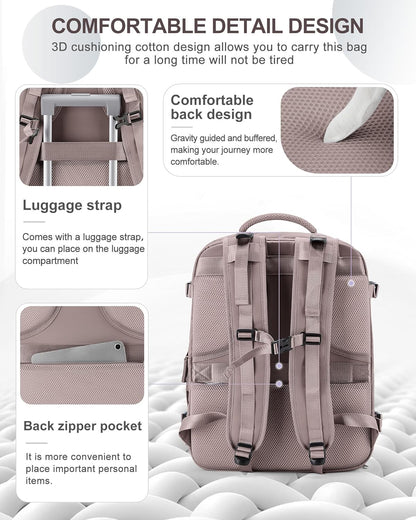 coowoz Large Travel Backpack Carry On for Women Man Waterproof Gym Backpacks with Laptop Compartment Mochila de Viaje Teacher Personal Item Backpack Rucksack Airplane Accessories Must Haves Lotus Pink