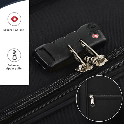 Merax Softside Luggage Set Softshell Lightweight 3 Piece Spinner Suitcase 22" 26" 30" Black