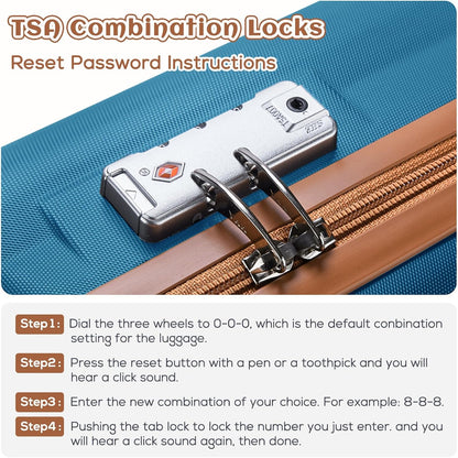 imiomo Luggage Sets 3 Piece,Expandable Hardside Suitcase Set with Spinner Wheels,Lightweight Travel Luggage set with TSA Lock（20/24/28,Blue）