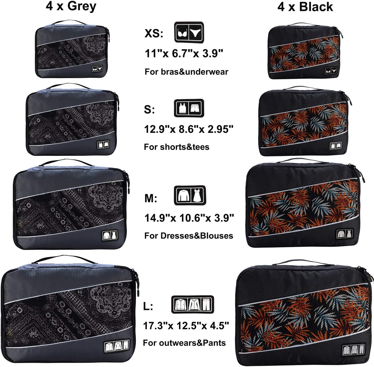 Packing Cubes Luggage Bags Organizer Durable Travel Accessories With Clothing Label