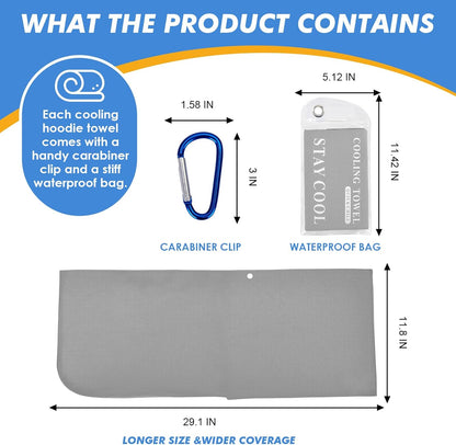 3 Pack Cooling Hoodie Towels for Neck and Face, UPF 50 Sun Protection & Instant Cooling, Ice Towels for Hot Weather, Soft Breathable Towel for Sport, Work Out, Gym, Camping & More Activities