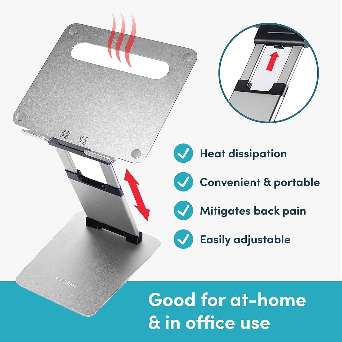 Laptop Stand for Desk, Ergonomic Sit to Stand Laptop Holder Convertor, Adjustable Height from 2.1" to 13.8", Supports up to 22lbs, Compatible with MacBook, All Laptops Tablets 11-17" - Silver