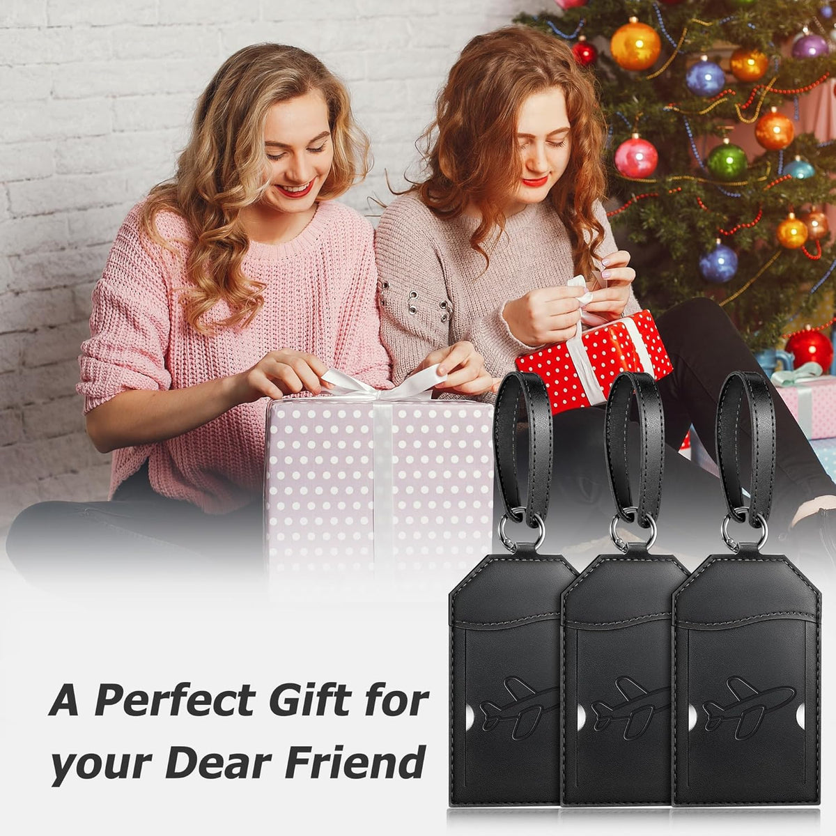 Mayski Luggage Tags for Suitcases 3 Pack Suitcase Bag Tags, TSA Approved, Metal Buckle, Bag Tags with Name ID Card Travel Essentials, Black Airplane
