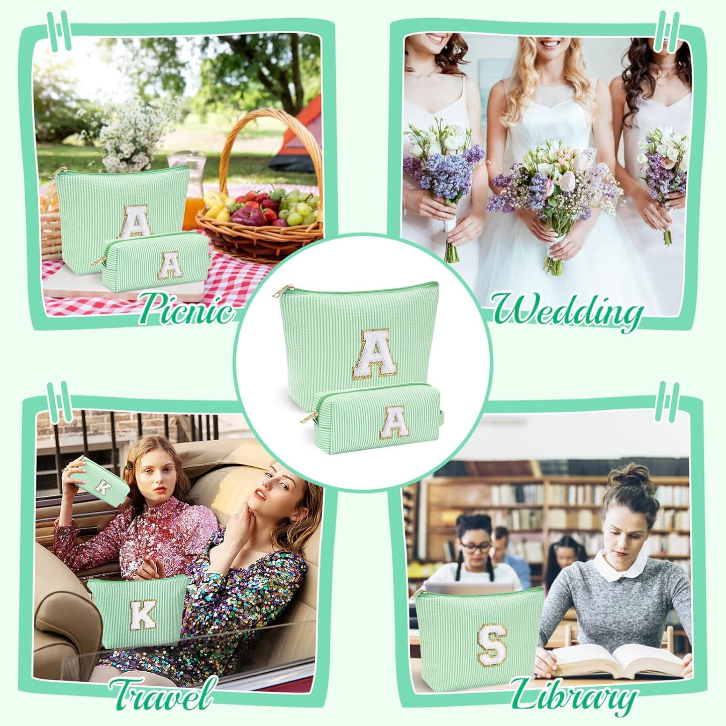 YOOLIFE Birthday Gifts for Women Her - Personalized Cute Initial Cosmetic Makeup Pouch Make Up Travel Bag for Mothers Day Gifts Teacher Sister Friend Girlfriend Mothers Day Gifts for Mom D