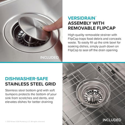 KRAUS Dex 25-inch Undermount 16 Gauge Stainless Steel Single Bowl Kitchen Sink - Image 9