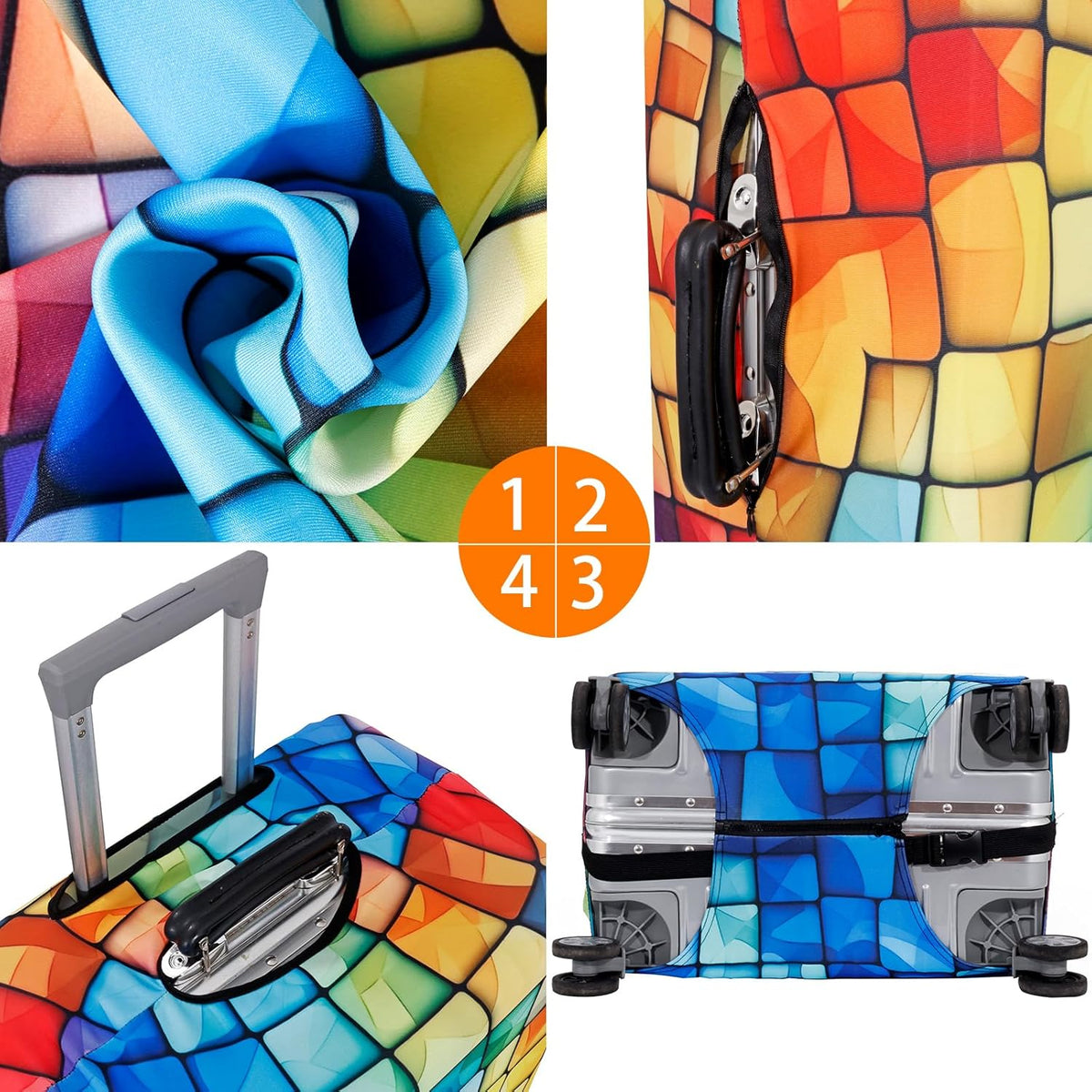MosaiRudo Travel Luggage Covers For Suitcase Tsa Approved,Suitcase Cover Protector Fit 18-32 Inch Luggage Travel Accessories (T2504, XL)