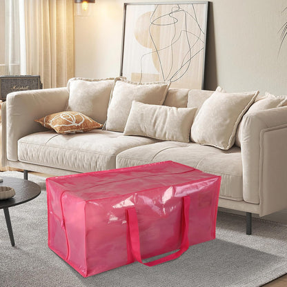 6 Pack Heavy Duty Extra Large Moving Bags with Handles,Waterproof Foldable Storage Totes, Clothing Storage Bags, Packing Moving Boxes for College Supplies, Pink