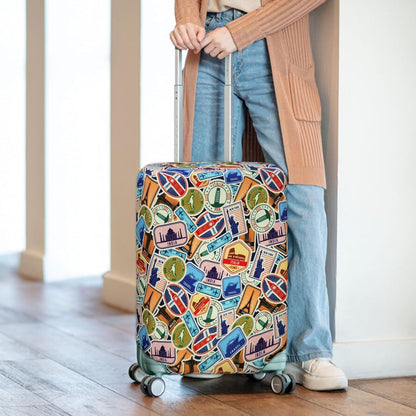HYPER VENTURE Washable Luggage Cover - Fashion Suitcase Protector Fits 23-26 Inch Luggage (World Voyage, M)