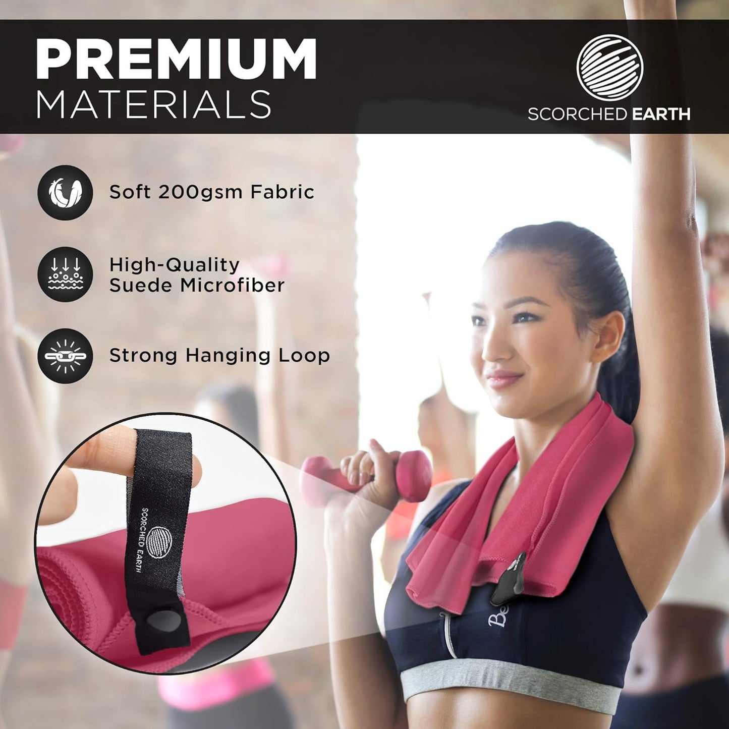 ScorchedEarth Microfiber Travel & Sports Towel Set (Rose Pink) - XL Set (39x70.5 & 12x24)