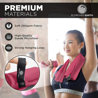 ScorchedEarth Microfiber Travel & Sports Towel Set (Rose Pink) - XL Set (39x70.5 & 12x24)