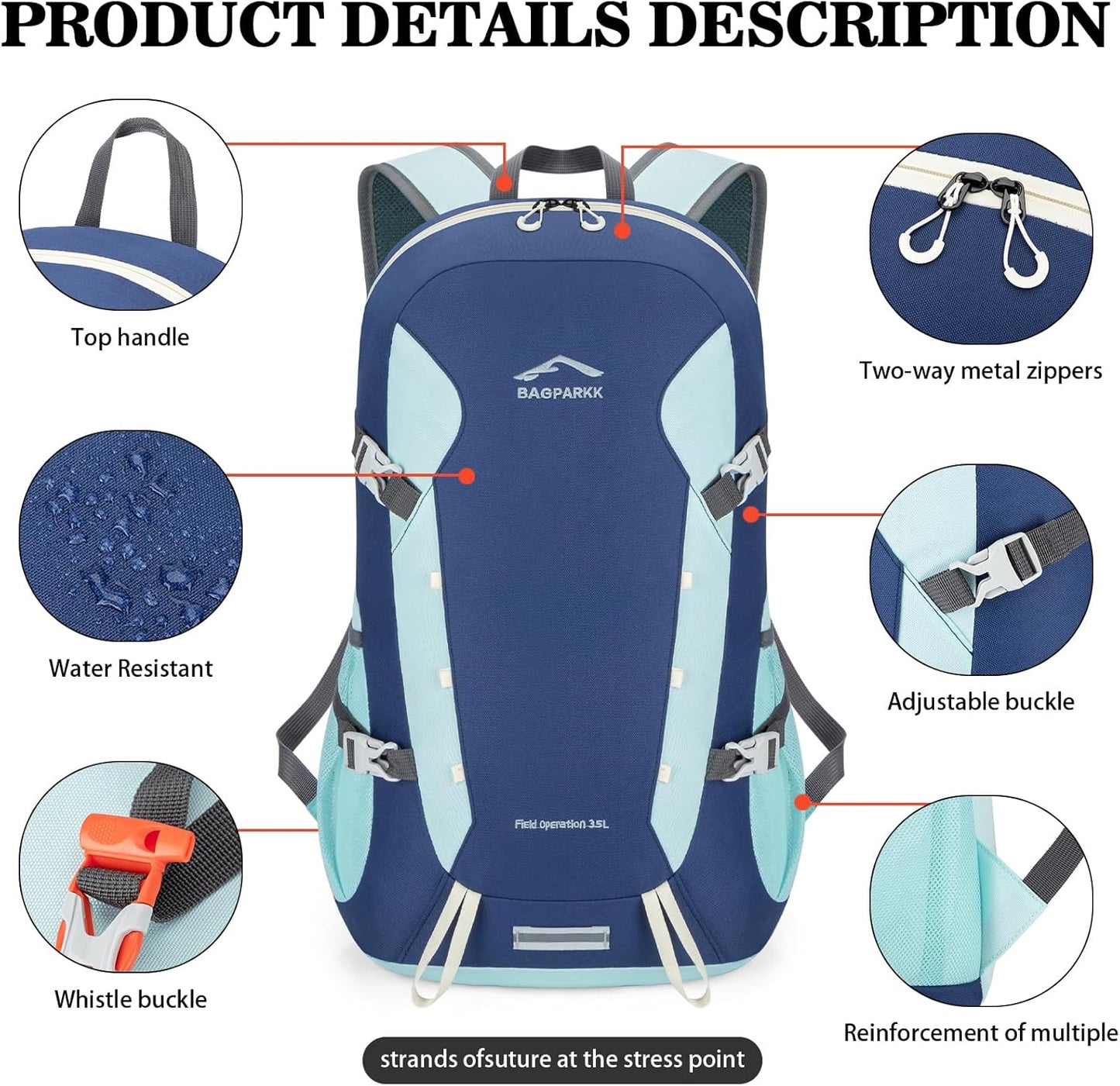 Hiking Backpack,Large 35L Travel Backpacks for Men Women,Water Resistant Ultra Lightweight Foldable Packable Camping Daypack for Outdoor Sports