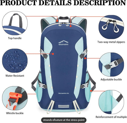 Hiking Backpack,Large 35L Travel Backpacks for Men Women,Water Resistant Ultra Lightweight Foldable Packable Camping Daypack for Outdoor Sports