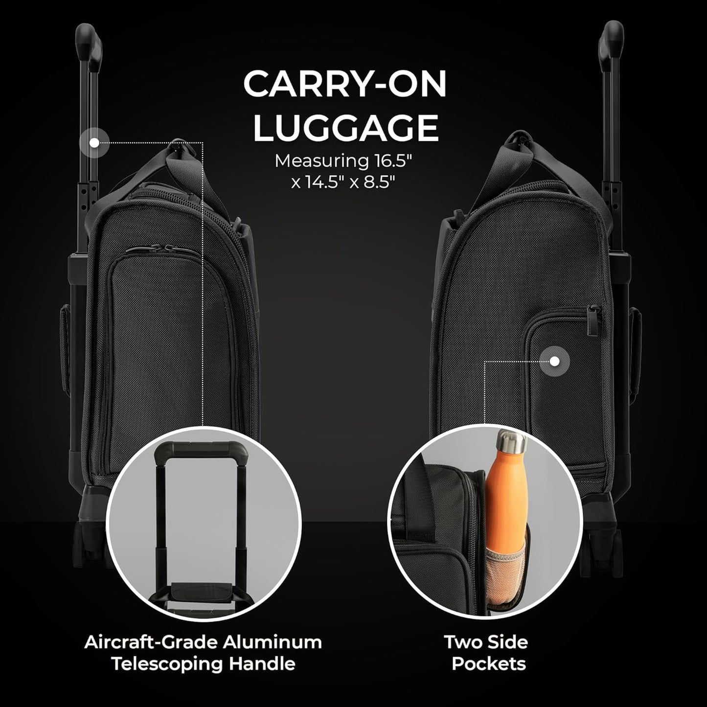 Briggs & Riley Cabin Spinner - Carry On Luggage for Travel, Suitcases with Wheels, Softside Rolling Bag for Men & Women, Fits Under Plane Seat, Interlocking Handle - Baseline Collection, Black