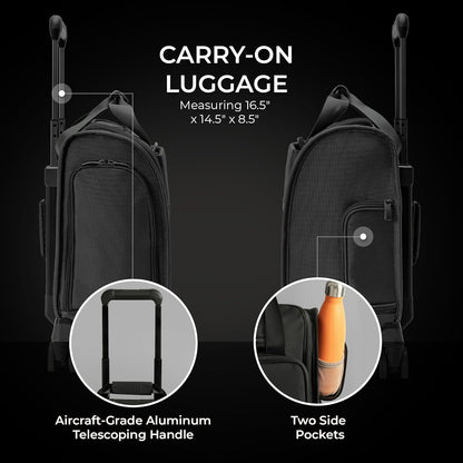 Briggs & Riley Cabin Spinner - Carry On Luggage for Travel, Suitcases with Wheels, Softside Rolling Bag for Men & Women, Fits Under Plane Seat, Interlocking Handle - Baseline Collection, Black