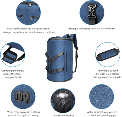 Bukere Garment Duffle Bags for Travel, Convertible Carry on Bag with Shoe Compartment, 3 in 1 Travel Suit Bag with Backpack Shoulder Strap for Men Women