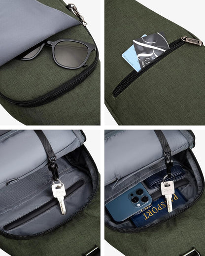 WATERFLY Small Crossbody Sling Backpack Anti Theft Backpack for Traveling Chest Shoulder Bag