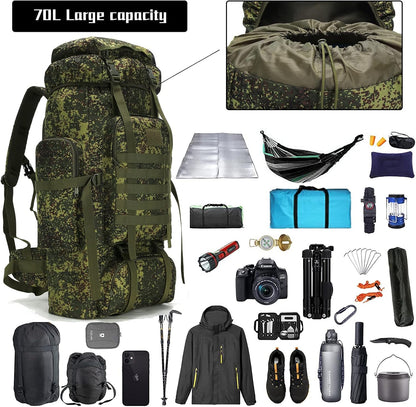 Hiking Backpack for Men 70L/100L Camping Backpack Military Rucksack Molle 3 Days Assault Pack for Climbing