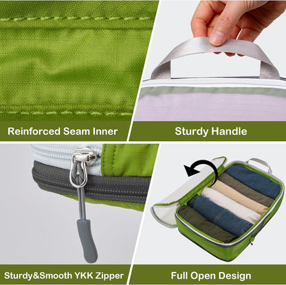 Cipway Compression Packing Cubes Mesh, Lightweight Luggage Organizer Bags with Laundry Bag,Toiletries Bag and Shoe Bag, Travel Essentials for Carry on Suitcase（8 Pcs,Green）