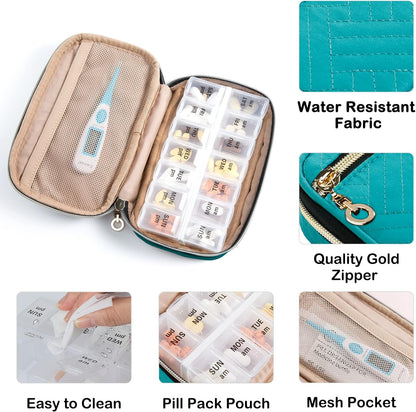 BAGSFY Pill Organizer Case 2 Times a Day- Weekly Medicine Organizer Travel Pill Box with Removable 7 Day Medicine Case Container for Fish Oil, Vitamin, Supplement