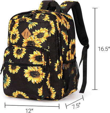 ZORFIN 26L Backpack for College, and Travel: Water Resistant Bookbag - Sunflower
